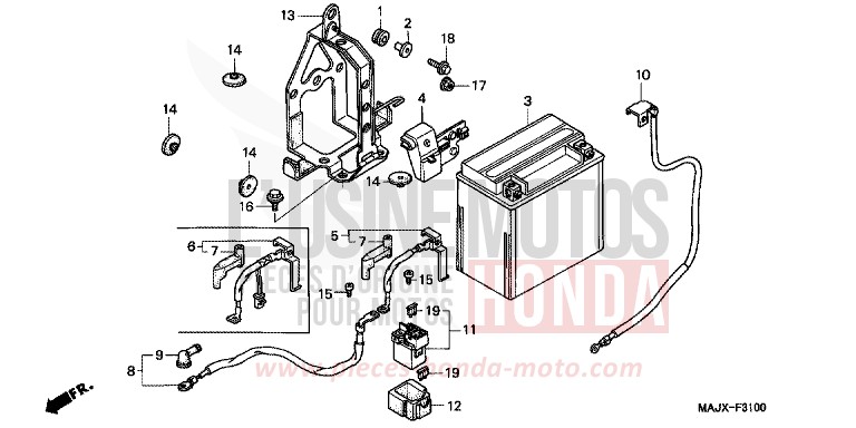 BATTERIE de Pan-European ABS MIDDY BLUE METTALIC (B162) 1999